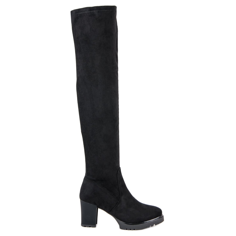 Bottines compensées en daim le noir