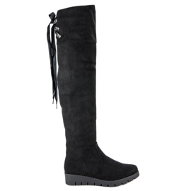 Filippo Bottes à plateforme en daim noir