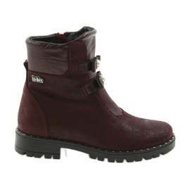 Ren But Bottes en cuir des filles Ren mais 3314 Bourgogne avec goujons rouge