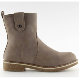 Bottines sur un talon plat beige 0-253 Kaki