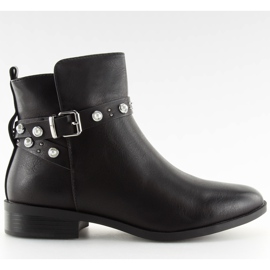 Bottines Chelsea noires à perles 8996 Noir