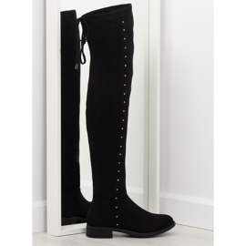 Bottines noires à talons plats 7368