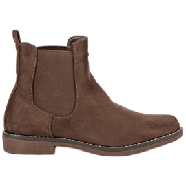 Super Mode Bottines Chelsea en daim kaki