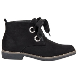 Super Mode Bottes nouées en daim le noir