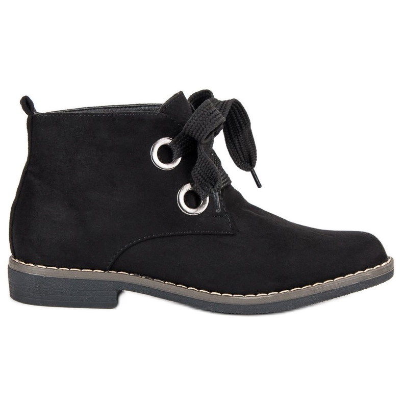 Super Mode Bottes nouées en daim le noir