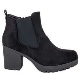 Ideal Shoes Bottines Chelsea en daim sur la plateforme noir