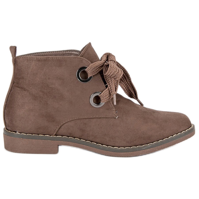 Super Mode Bottes nouées en daim brun
