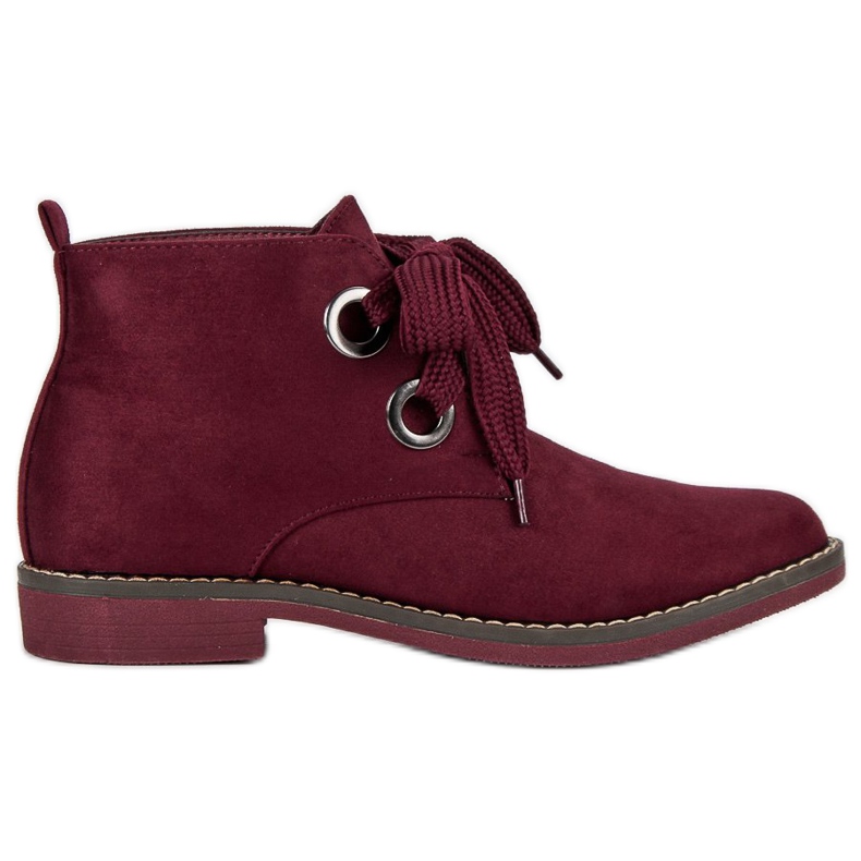Super Mode Bottines à lacets en daim rouge