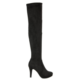 Super Me Bottes en daim sur un talon haut le noir