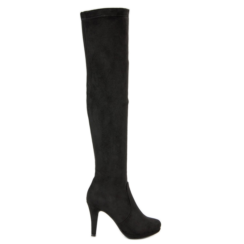 Super Me Bottes en daim sur un talon haut le noir