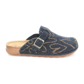 Chaussons feutre Inblu UA033 coeurs dorés bleu marin d'or