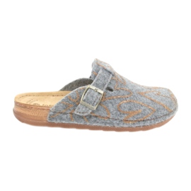 Chaussons feutre Inblu UA033 coeurs dorés gris jaune