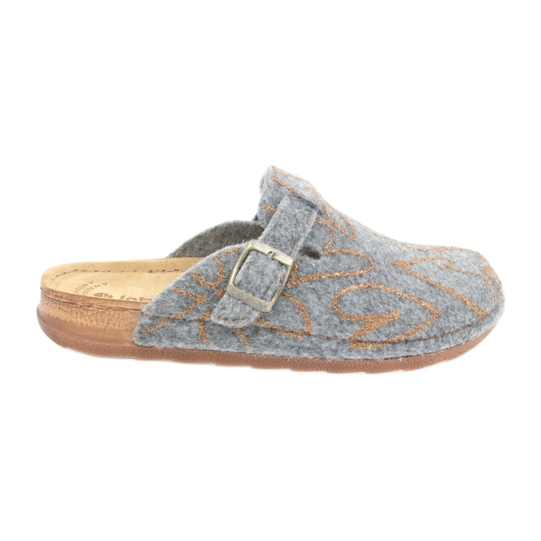 Chaussons feutre Inblu UA033 coeurs dorés gris jaune