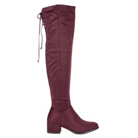 Queentina Bottines en daim bordeaux multicolore rouge
