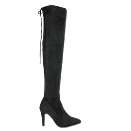 Cm Paris Cuissardes en daim sur un talon noir