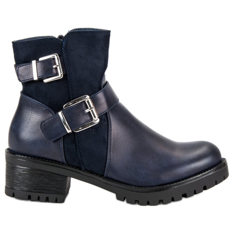 Ideal Shoes Bottes bleu marine sur la plate-forme