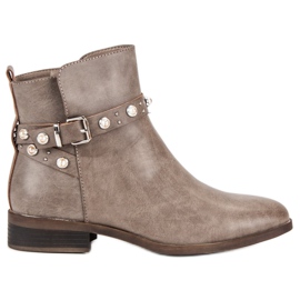 Super Mode Bottes Avec Des Perles brun