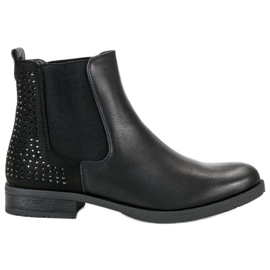 Super Me Bottines Chelsea avec cristaux noir
