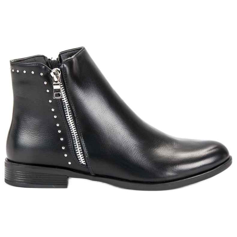 Super Me Bottes classiques avec une fermeture éclair décorative le noir