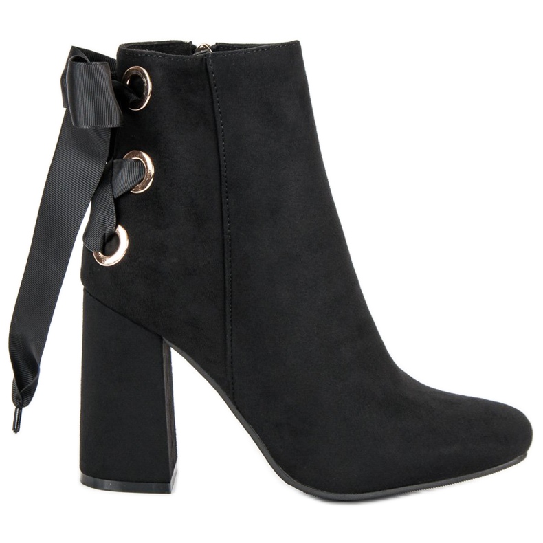 Ideal Shoes Bottes sexy sur le poste le noir Ideal Shoes Bottes sexy sur le poste le noir