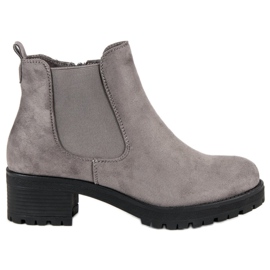 Ideal Shoes Chelsea boots grises à talon plat Ideal Shoes Chelsea boots grises à talon plat