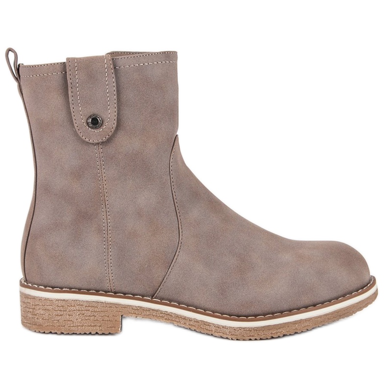 Super Me Bottes confortables sur un talon plat brun