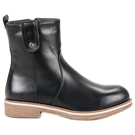 Super Me Bottes confortables sur un talon plat noir