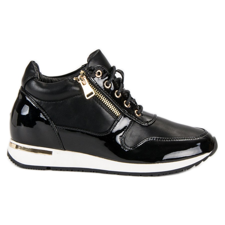 J. Star Baskets à lacets avec fermeture éclair le noir