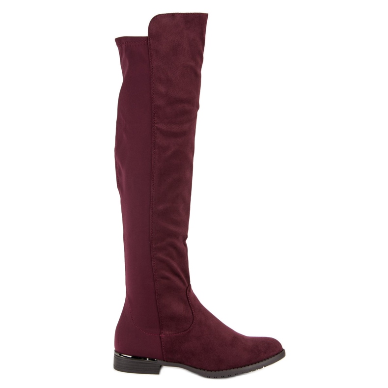 Super Me Boots bordeaux à talon plat rouge Super Me Boots bordeaux à talon plat rouge