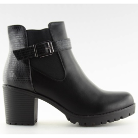 Bottines noires à talons larges noir 18001-6 Noir
