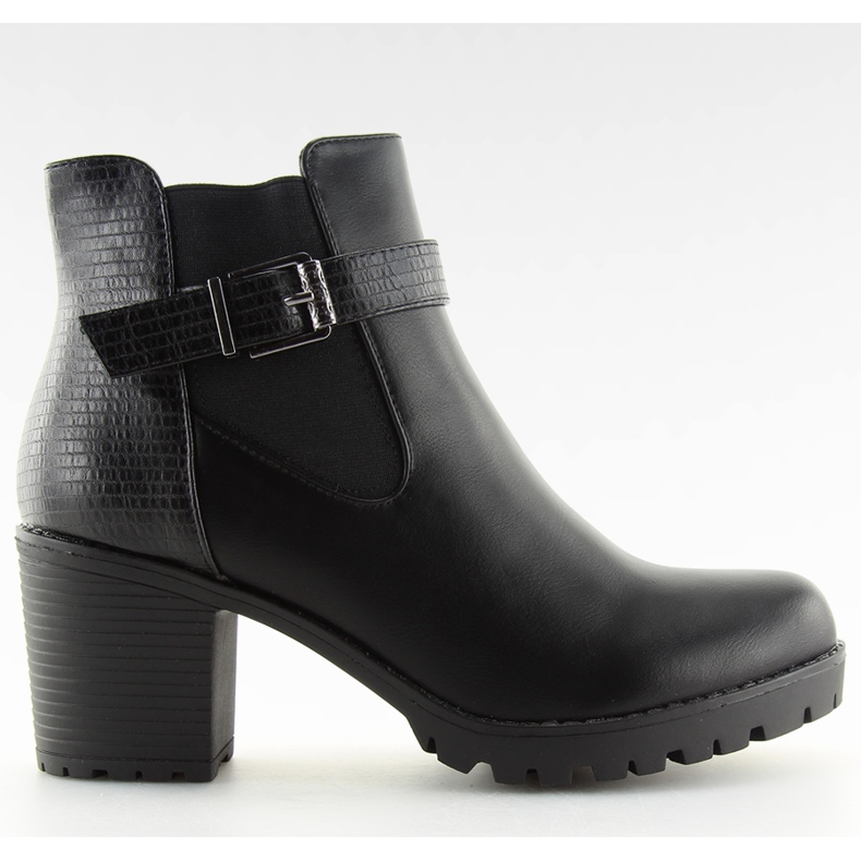 Bottines noires à talons larges noir 18001-6 Noir le noir