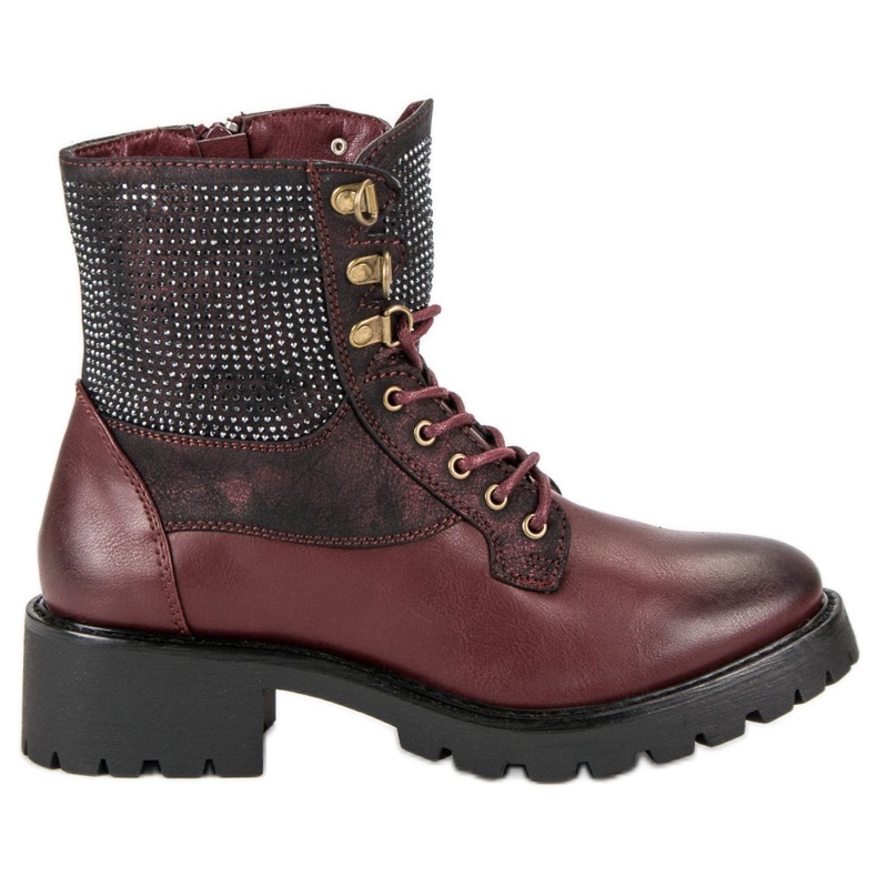 Ideal Shoes Travailleurs lacés sur la plate-forme multicolore rouge Ideal Shoes Travailleurs lacés sur la plate-forme multicolore rouge