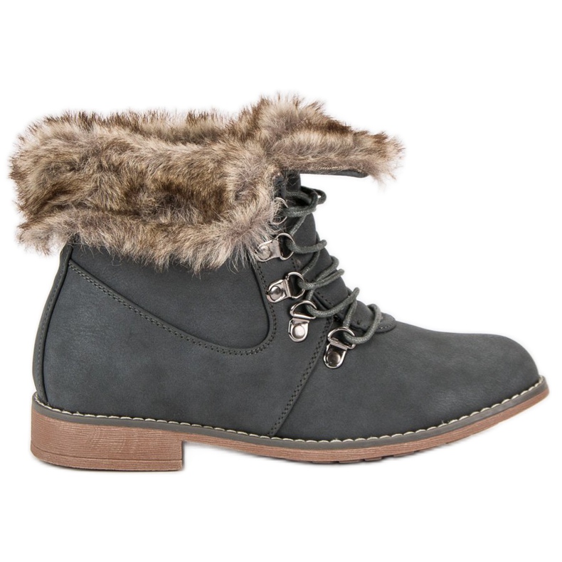 Queentina Bottes avec fourrure gris