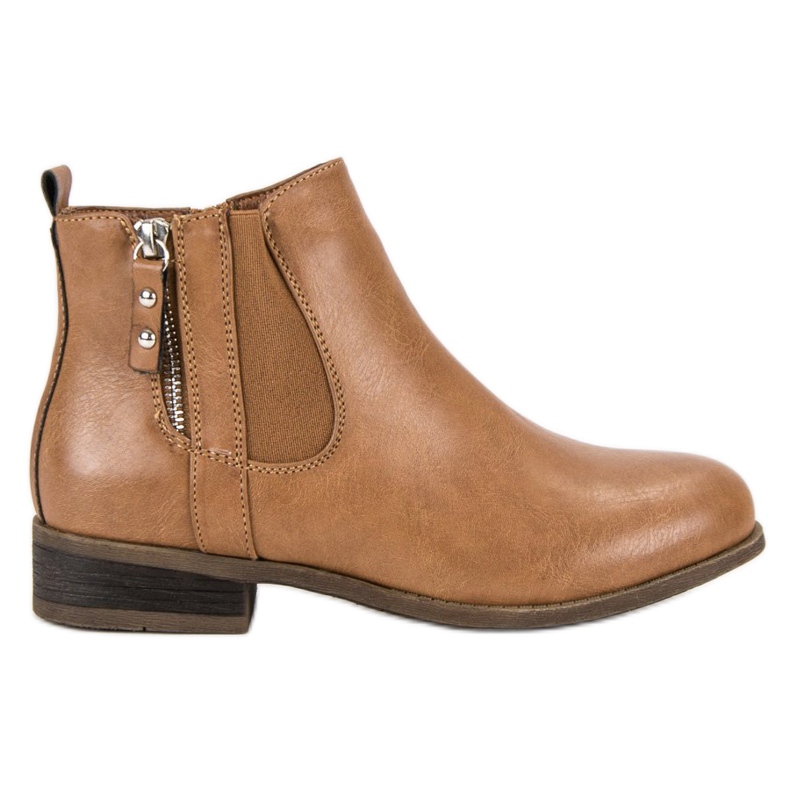 Kayla Boots camel à talon plat brun