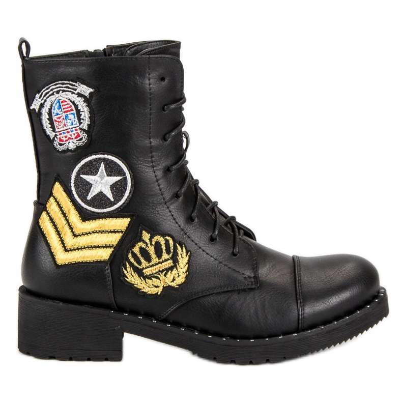 Diamantique Bottes militaires noires le noir