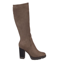 Super Mode Bottes à plateforme en daim brun