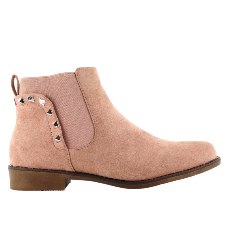 Bottines Chelsea en daim avec clous F175 Rose