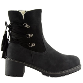 Bottes noires isolées avec de l'agneau noir NC726 Noir le noir