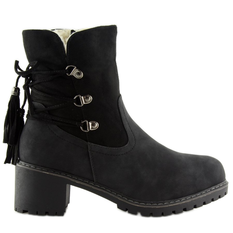 Bottes noires isolées avec de l'agneau noir NC726 Noir le noir