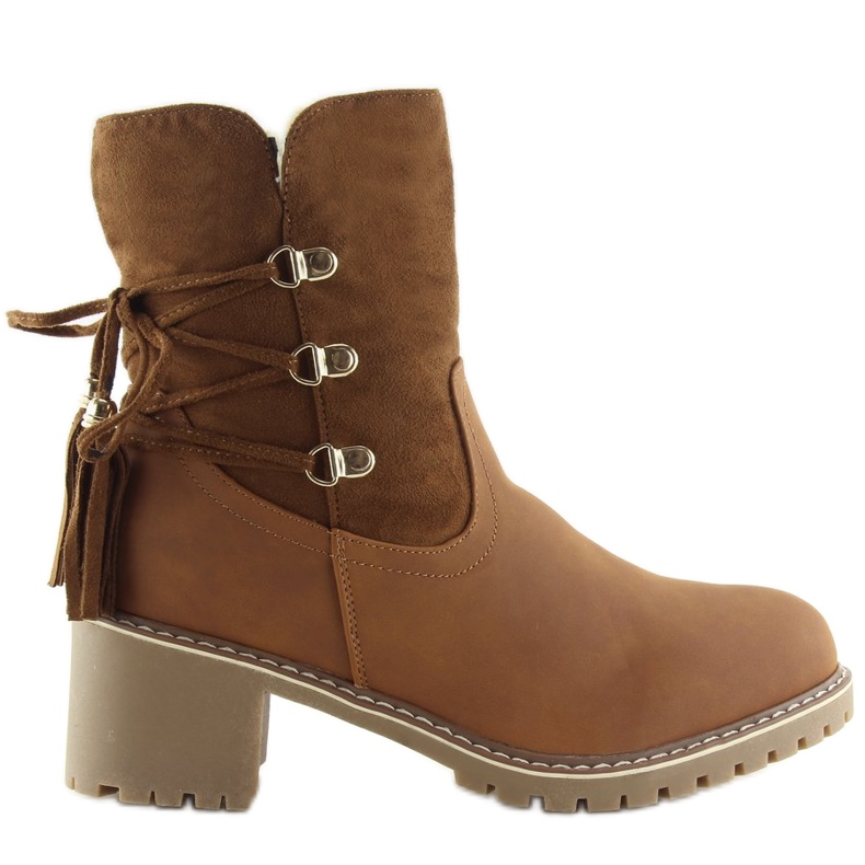Boots isothermes en agneau marron NC726 Camel brun