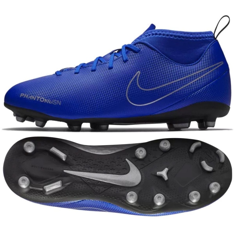 Nike Phantom Vsn Club Df Fg Mg Jr AO3288-400 chaussures de football multicolore bleu