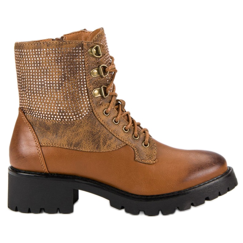 Ideal Shoes Travailleurs lacés sur la plate-forme brun