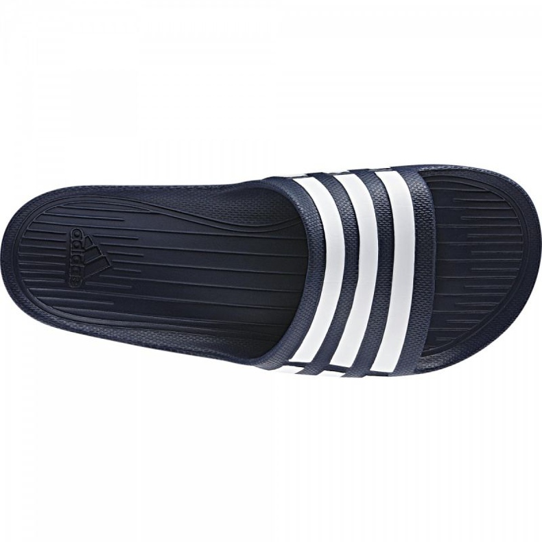 Pantoufles Adidas Duramo Slide G15892 blanche bleu marin