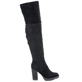 Super Mode Bottines compensées en daim le noir