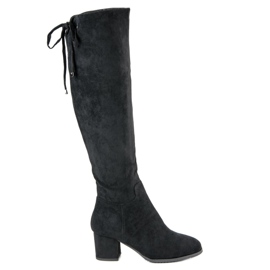 Super Mode Bottes en daim confortables le noir Super Mode Bottes en daim confortables le noir