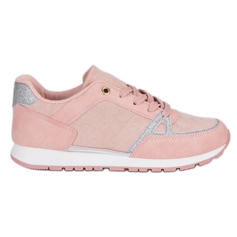 Chaussures de sport à lacets gris rose