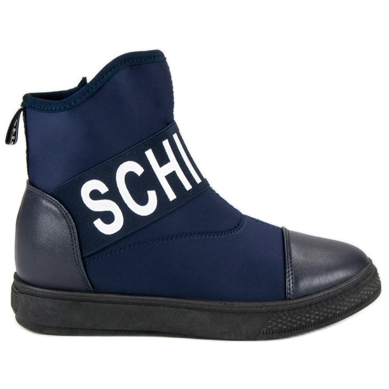 Bestelle Baskets montantes à la mode blanche bleu marin Bestelle Baskets montantes à la mode blanche bleu marin