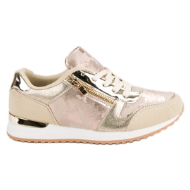 Chaussures de sport avec fermeture éclair décorative jaune rose