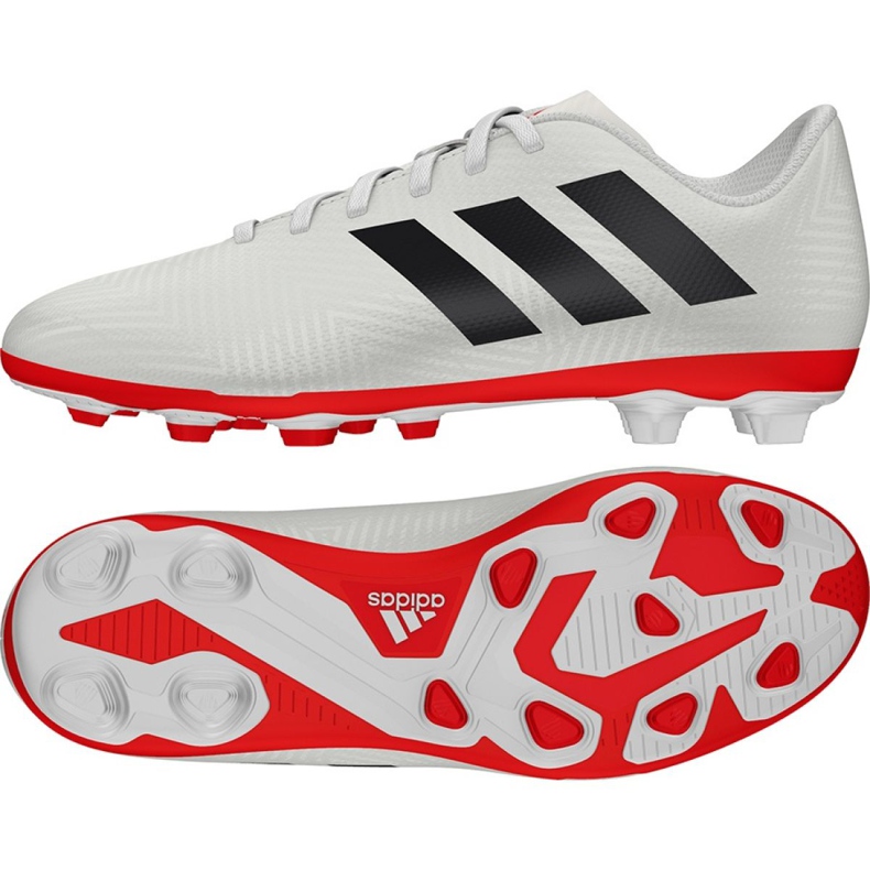 Chaussures de football Adidas Nemeziz 18.4 FxG Jr CM8510 multicolore blanche Chaussures de football Adidas Nemeziz 18.4 FxG Jr CM8510 multicolore blanche
