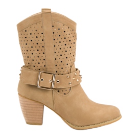 Mazzoni Bottines Ajourées Sur La Poste brun